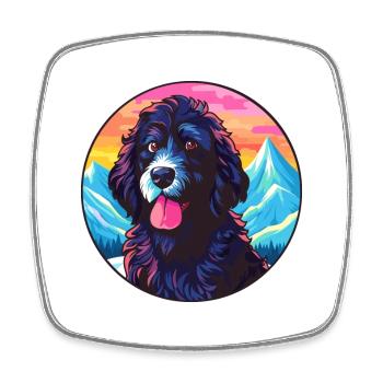 Portuguese Water Dog Breed Cartoon Kawaii Watercol - Square fridge magnet - white - Front
