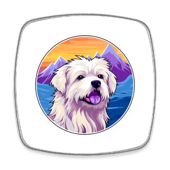 Berger des Pyrénées race de chien Cartoon Kawaii Waterco - Magnet carré - blanc - Devant