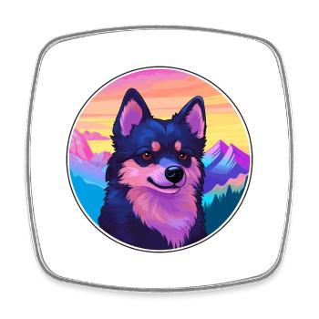 Schipperke Hunderasse Cartoon Kawaii Aquarell - Viereckiger Kühlschrankmagnet - Weiß - Vorne