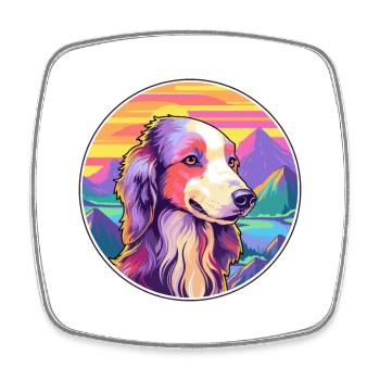 Silken Windhound chien race dessin animé Kawaii Watercol - Magnet carré - blanc - Devant