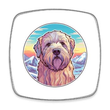 Soft Coated Wheaten Terrier Dog Breed Cartoon Kawa - Square fridge magnet - white - Front