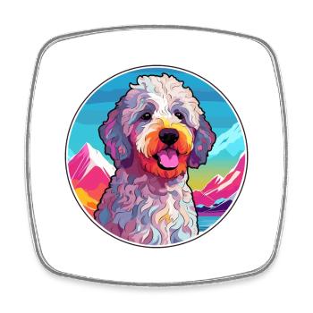 Chien d’eau espagnol race Cartoon Kawaii aquarelle - Magnet carré - blanc - Devant