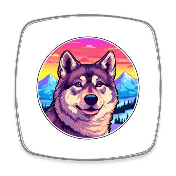 Chien d’élan suédois race de chien Cartoon Kawaii Watercol - Magnet carré - blanc - Devant