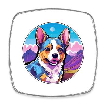 Texas Heeler Dog Breed Cartoon Kawaii Watercolor - Square fridge magnet - white - Front