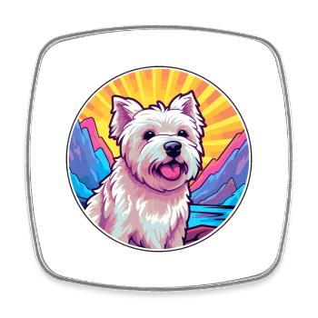 West Highland White Terrier Dog Breed Cartoon Kawa - Square fridge magnet - white - Front