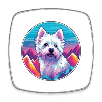 Westie Hunderasse Cartoon Kawaii Aquarell - Viereckiger Kühlschrankmagnet - Weiß - Vorne