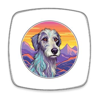 Lévrier écossais chien race dessin animé Kawaii Waterc - Magnet carré - blanc - Devant