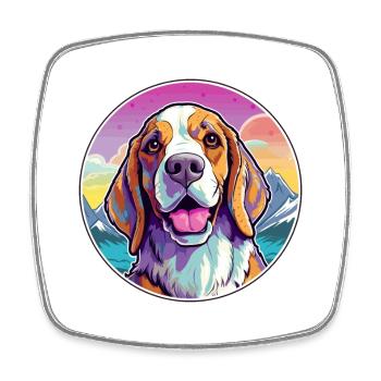 Lévrier de Transylvanie race de chien dessin animé Kawaii eau - Magnet carré - blanc - Devant