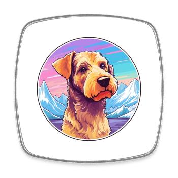 Welsh Terrier Dog Breed Cartoon Kawaii Watercolor - Square fridge magnet - white - Front