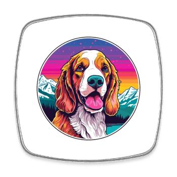 Welsh Springer Spaniel Dog Breed Cartoon Kawaii Wa - Square fridge magnet - white - Front