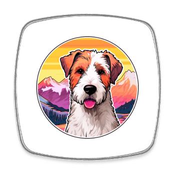 Fil Fox Terrier chien race Cartoon Kawaii Watercol - Magnet carré - blanc - Devant