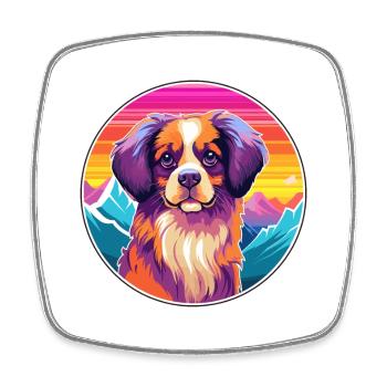 Épagneul tibétain chien race dessin animé Kawaii Watercolo - Magnet carré - blanc - Devant