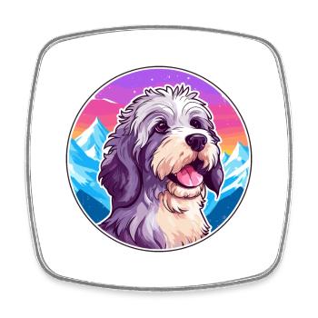 Tibet Terrier Hunderasse Karikatur Kawaii Watercolo - Viereckiger Kühlschrankmagnet - Weiß - Vorne