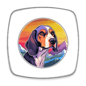 Treeing Walker Coonhound Dog Breed Cartoon Kawaii - Square fridge magnet - white - Front