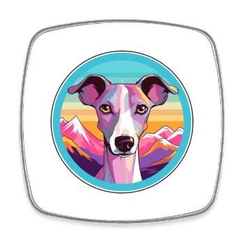 Whippet Hund Rasse Cartoon Kawaii Aquarell - Viereckiger Kühlschrankmagnet - Weiß - Vorne