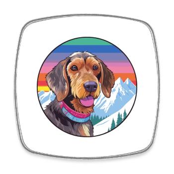 Wirehaired Dachshund Dog Breed Cartoon Kawaii Wate - Square fridge magnet - white - Front
