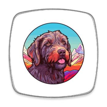 Wirehaired Pointing Griffon Dog Breed Cartoon Kawa - Square fridge magnet - white - Front