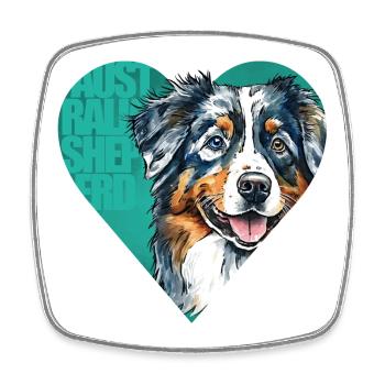 Australian Shepherd Portrait - Viereckiger Kühlschrankmagnet - Weiß - Vorne
