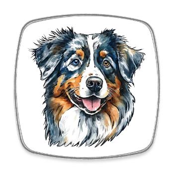 Australian Shepherd Portrait - Viereckiger Kühlschrankmagnet - Weiß - Vorne
