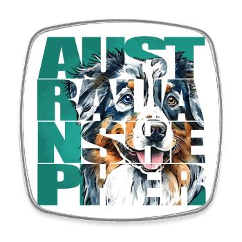 Australian Shepherd Portrait - Viereckiger Kühlschrankmagnet - Weiß - Vorne