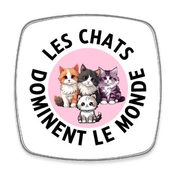 Les chats dominent le monde conspiration des chats - Magnet carré - blanc - Devant