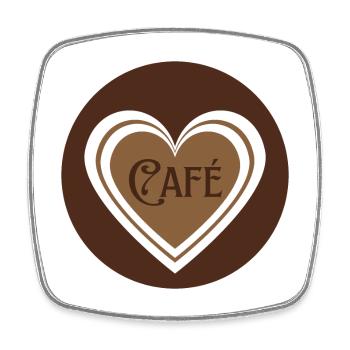 café avec des coeurs - Magnet carré - blanc - Devant