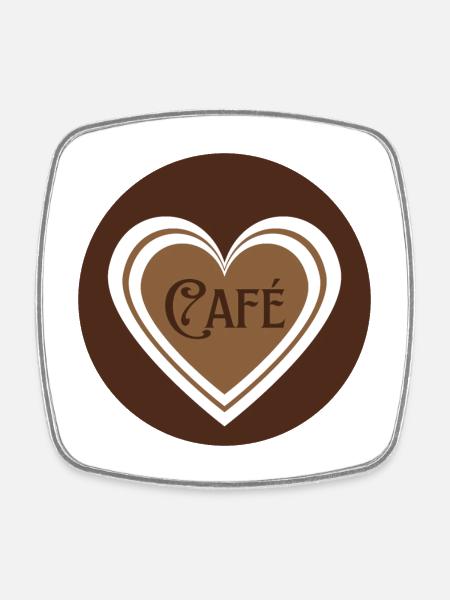 Coffee with Hearts - Square fridge magnet - white
