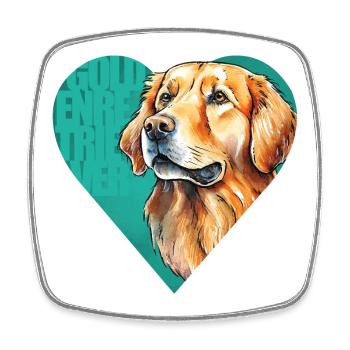 Golden Retriever Portrait - Magnet carré - blanc - Devant