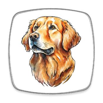 Golden Retriever Portrait - Magnet carré - blanc - Devant