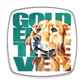 Golden Retriever Portrait - Magnet carré - blanc - Devant