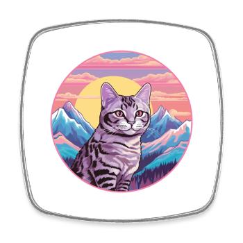 Chat Brésilien À Poil Court Coloré Dessin Animé Watercolo - Magnet carré - blanc - Devant