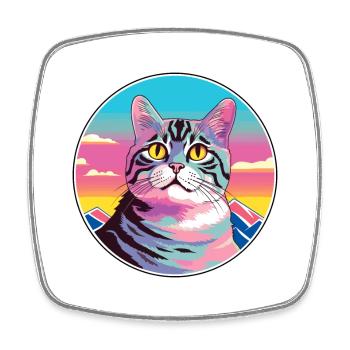 American Wirehair Cat Colorful Cartoon Watercolor - Square fridge magnet - white - Front