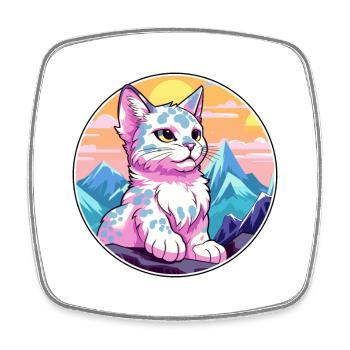 Australian Spotted Mist Cat Colorful Cartoon Water - Square fridge magnet - white - Front