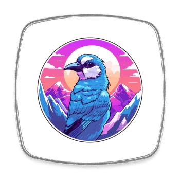 Blauer Eichelhäher Aquarell Karikatur Kawaii Haustier Tier Colo - Viereckiger Kühlschrankmagnet - Weiß - Vorne