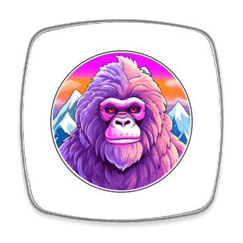 Baboon Watercolor Cartoon Kawaii Pet Animal Colorf - Square fridge magnet - white - Front