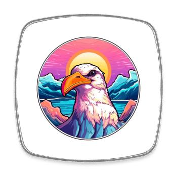 Albatross Watercolor Cartoon Kawaii Pet Animal Col - Square fridge magnet - white - Front