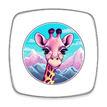 Giraffe Aquarell Karikatur Kawaii Haustier Tier Farbe - Viereckiger Kühlschrankmagnet - Weiß - Vorne