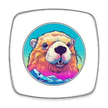 Murmeltier Aquarell Karikatur Kawaii Haustier Tier Col - Viereckiger Kühlschrankmagnet - Weiß - Vorne