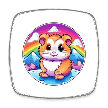 Hamster Aquarell Karikatur Kawaii Haustier Tier Farbe - Viereckiger Kühlschrankmagnet - Weiß - Vorne