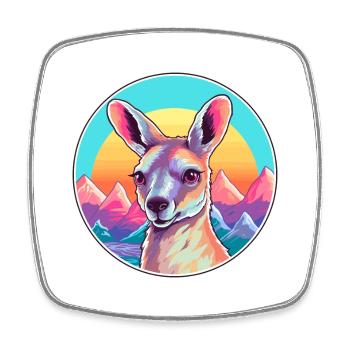 Kangourou Aquarelle Dessin Animé Kawaii Animal Animal Colo - Magnet carré - blanc - Devant