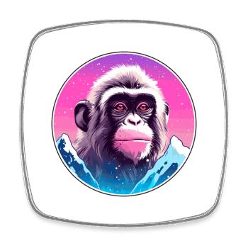 Singe Aquarelle Dessin Animé Kawaii Animal De Compagnie Colorf - Magnet carré - blanc - Devant
