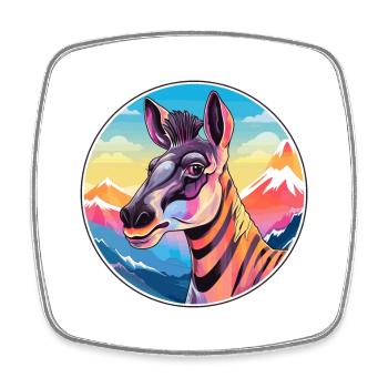 Okapi Watercolor Cartoon Kawaii Pet Animal Colorfu - Square fridge magnet - white - Front