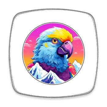 Papagei Aquarell Karikatur Kawaii Haustier Tier Farbe - Viereckiger Kühlschrankmagnet - Weiß - Vorne