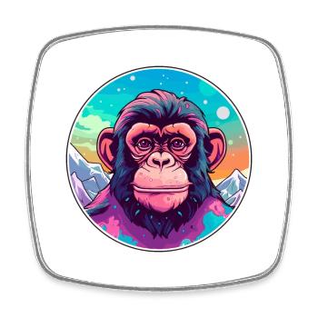 Chimpanzé aquarelle dessin animé kawaii animal de compagnie Co - Magnet carré - blanc - Devant