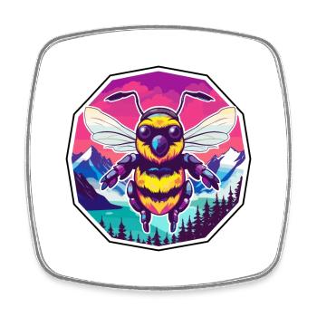 Bee Watercolor Cartoon Kawaii Pet Animal Colorful - Square fridge magnet - white - Front