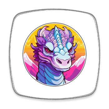Dragon Watercolor Cartoon Kawaii Pet Animal Colorf - Square fridge magnet - white - Front