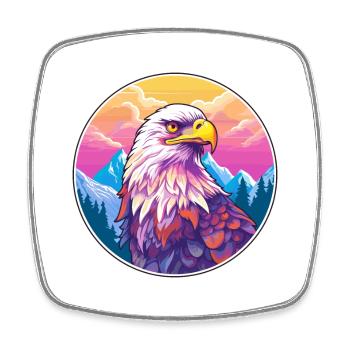 Falcon Watercolor Cartoon Kawaii Pet Animal Colorf - Square fridge magnet - white - Front