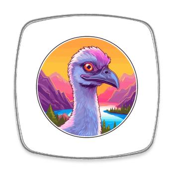 Emu Watercolor Cartoon Kawaii Pet Animal Colorful - Square fridge magnet - white - Front