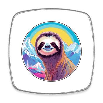 Faultier Aquarell Karikatur Kawaii Haustier Tier Farbefu - Viereckiger Kühlschrankmagnet - Weiß - Vorne