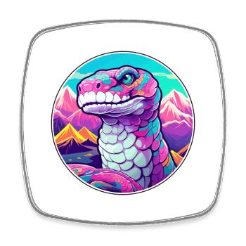 Snake Watercolor Cartoon Kawaii Pet Animal Colorfu - Square fridge magnet - white - Front